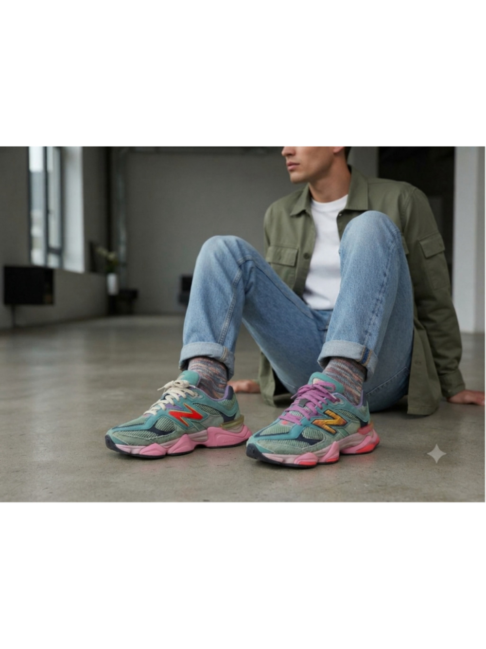 New Balance 9060 Sage Leaf Neo Flame Sneakers Green Men's Size 10 - Picture 3 of 5